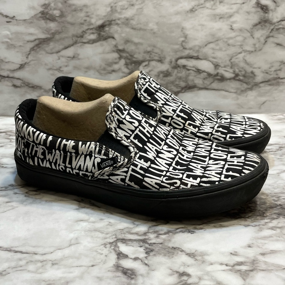 VANS Off The Wall Brush Black ComfyCush Shoes Mens 10.5 Wom 12 Classic Slip On